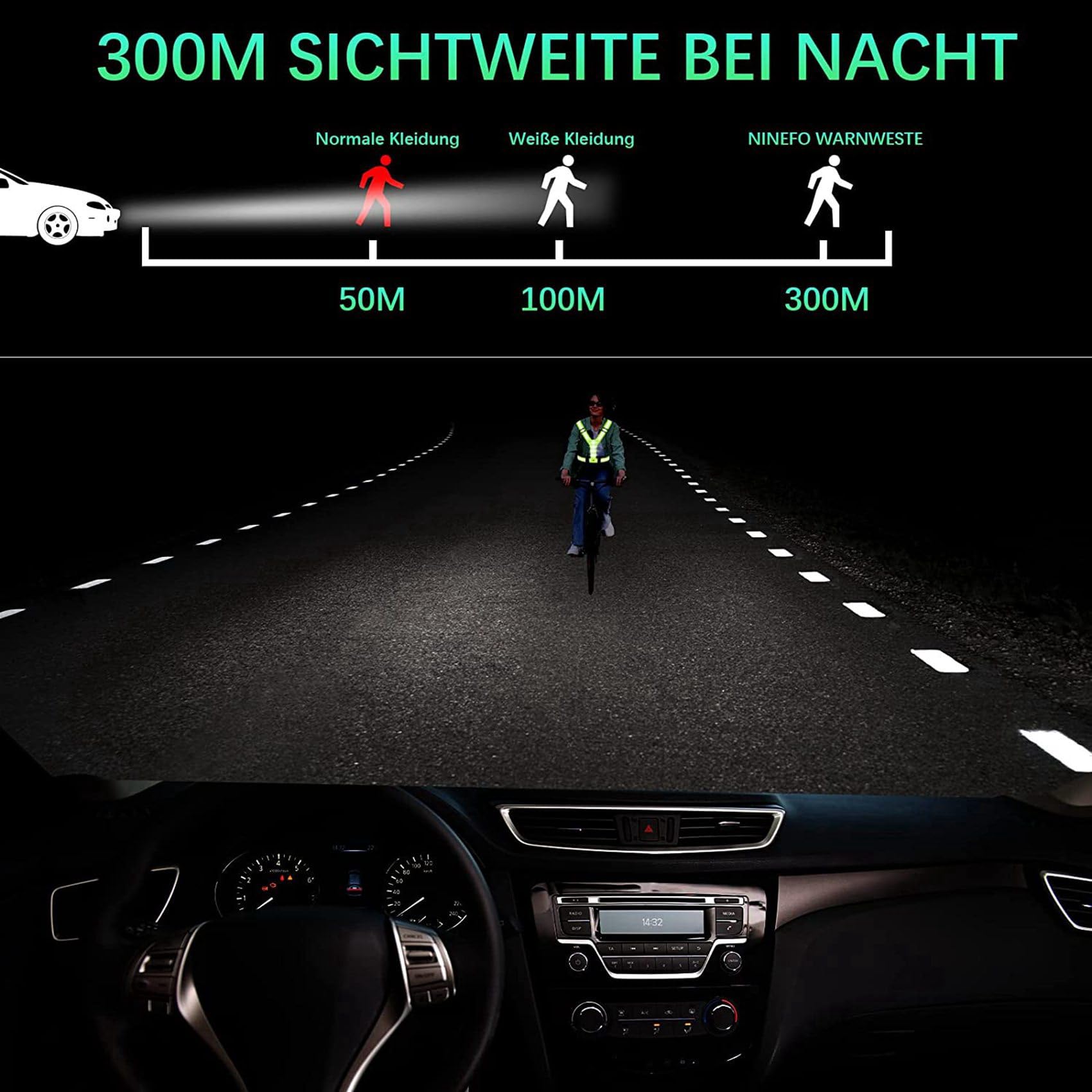 10X Chaleco LED para Correr, Chaleco Reflectante LED de Alta Visibilidad, Chaleco de Seguridad con 2 Bandas Reflectantes para Andar en Bicicleta, Trotar y Correr