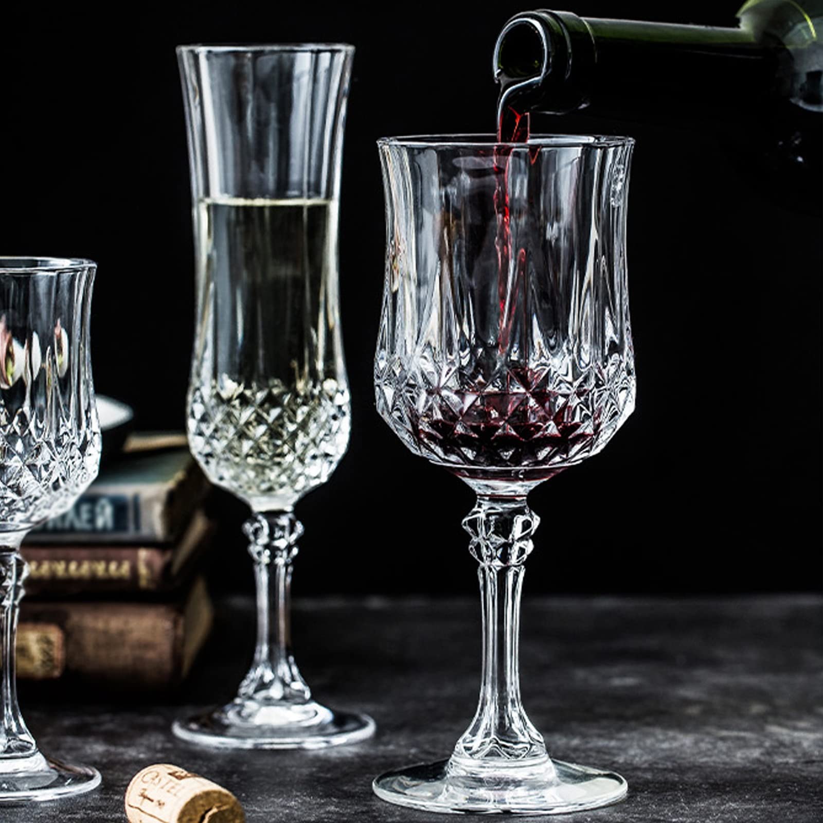 HJXGQJM Copa De Champán Juego De 4, Copas for Vino Tinto, Cristal 100% Sin Plomo Copas De Cristal, Regalos Elegantes, Copas De Cócte, Copas De Vino Blanco, Copas De Vino Degustación Copas de Vino