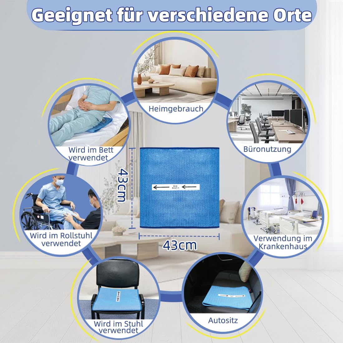Antirutsch Sitzkissen, One Direction Tubular Sitzkissen, Sturzvermeidung für Ältere/Senior im Stuhl/Auto/Bürostuhl/Rollstuhl 17"x17"
