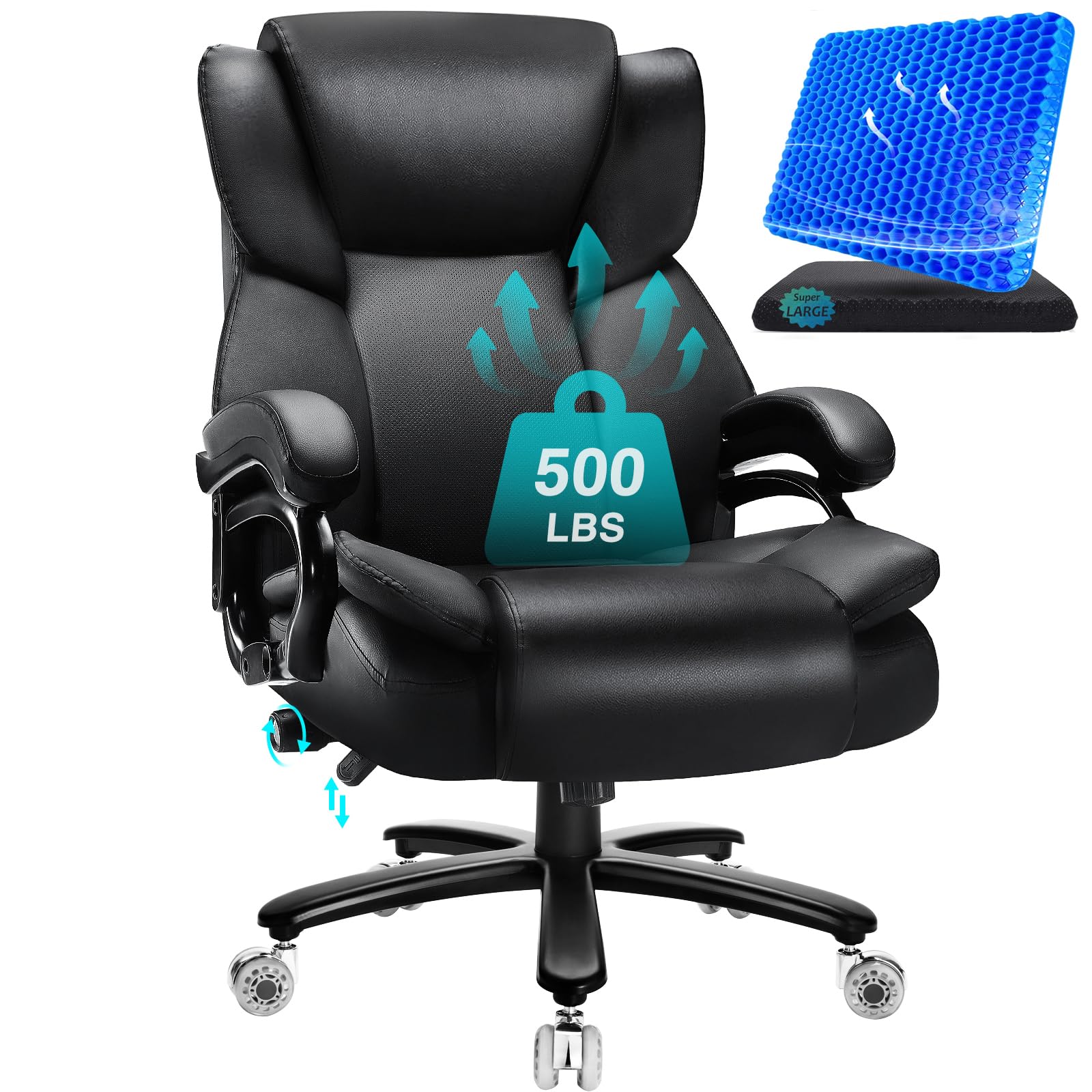 Indulgear 500lbs Big and Tall Office Chair with Gel Seat Cushion