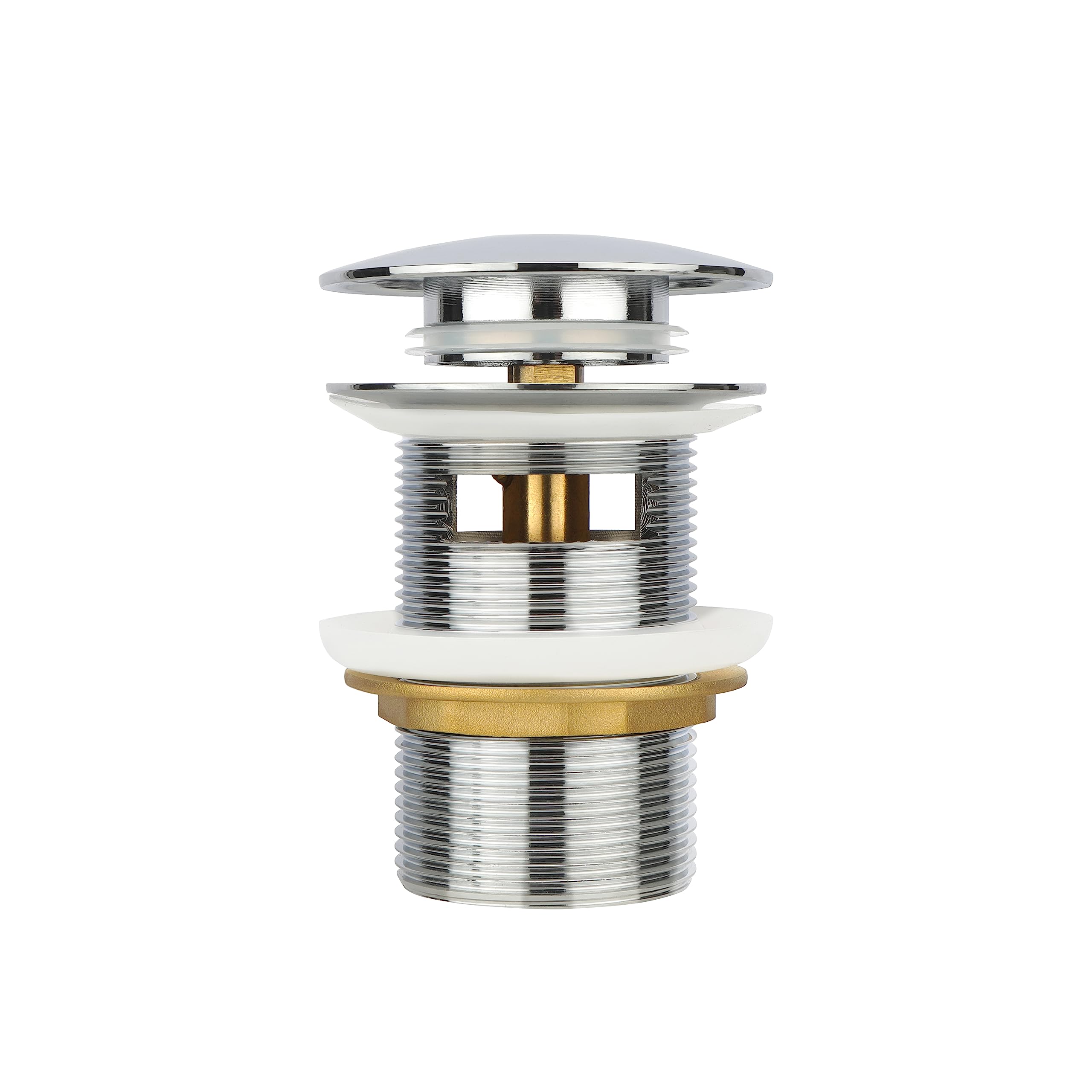 Brass Pop-Up Drain Plug For Freestanding Tubs - Brushed Gold, Fits 1-1/2" Pipe, 2.75" Cover, Easy Toe-Operated