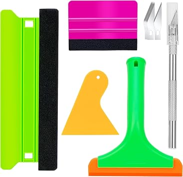 Car Tinting Film Application Kit with Dual Size Felt Squeegee, Window Squeegee,Precision Knife for Smooth Application Vehicle Vinyl, Window Film, Decal, Paint Protection Film, Wallpaper
