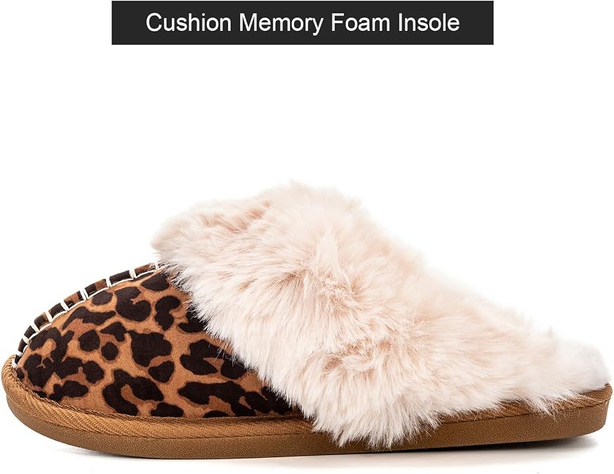 mazeskin Womens Fluffy Memory Foam House Slippers
