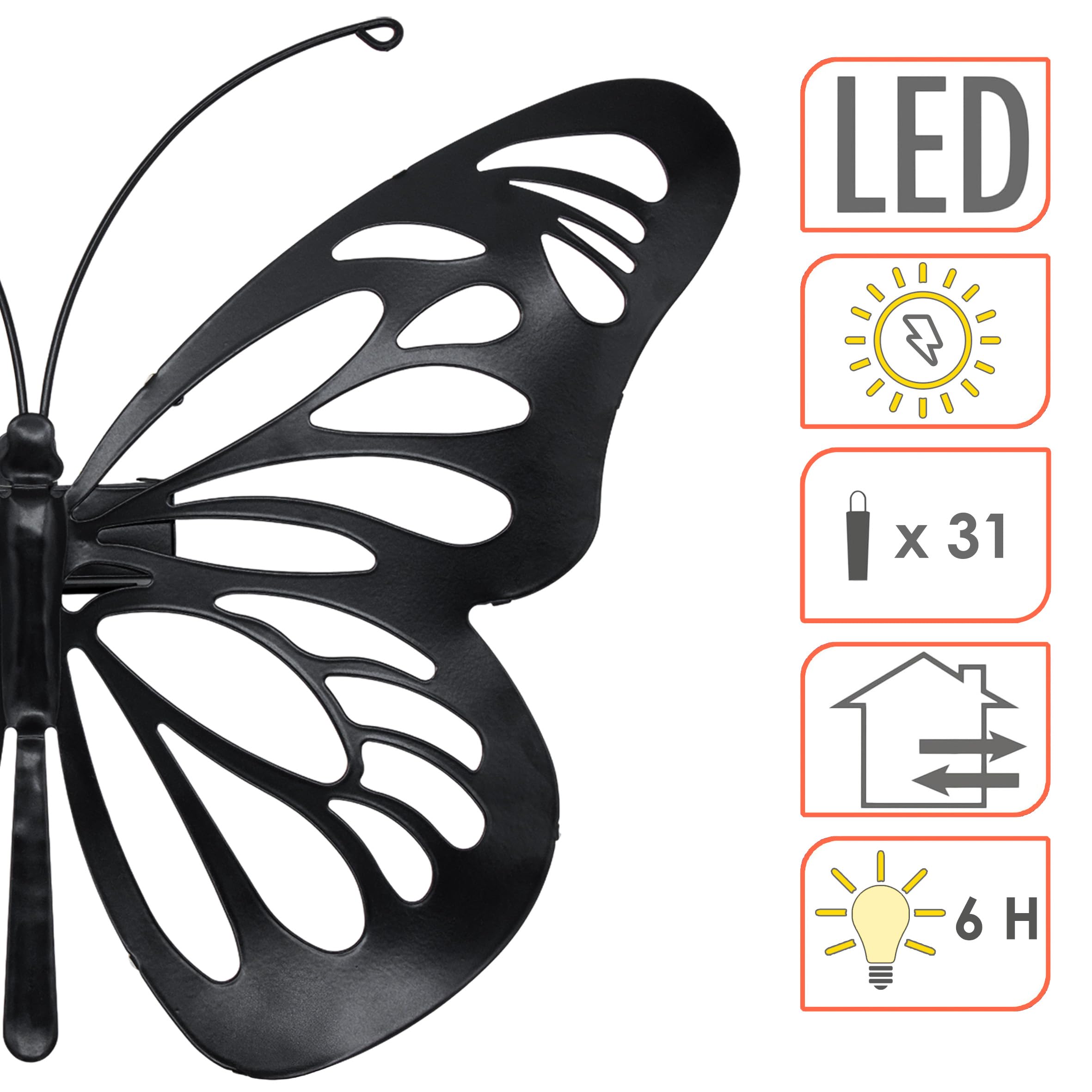 Schmetterling Silhouette Solarbetrieben Backlit Garten Wandkunst
