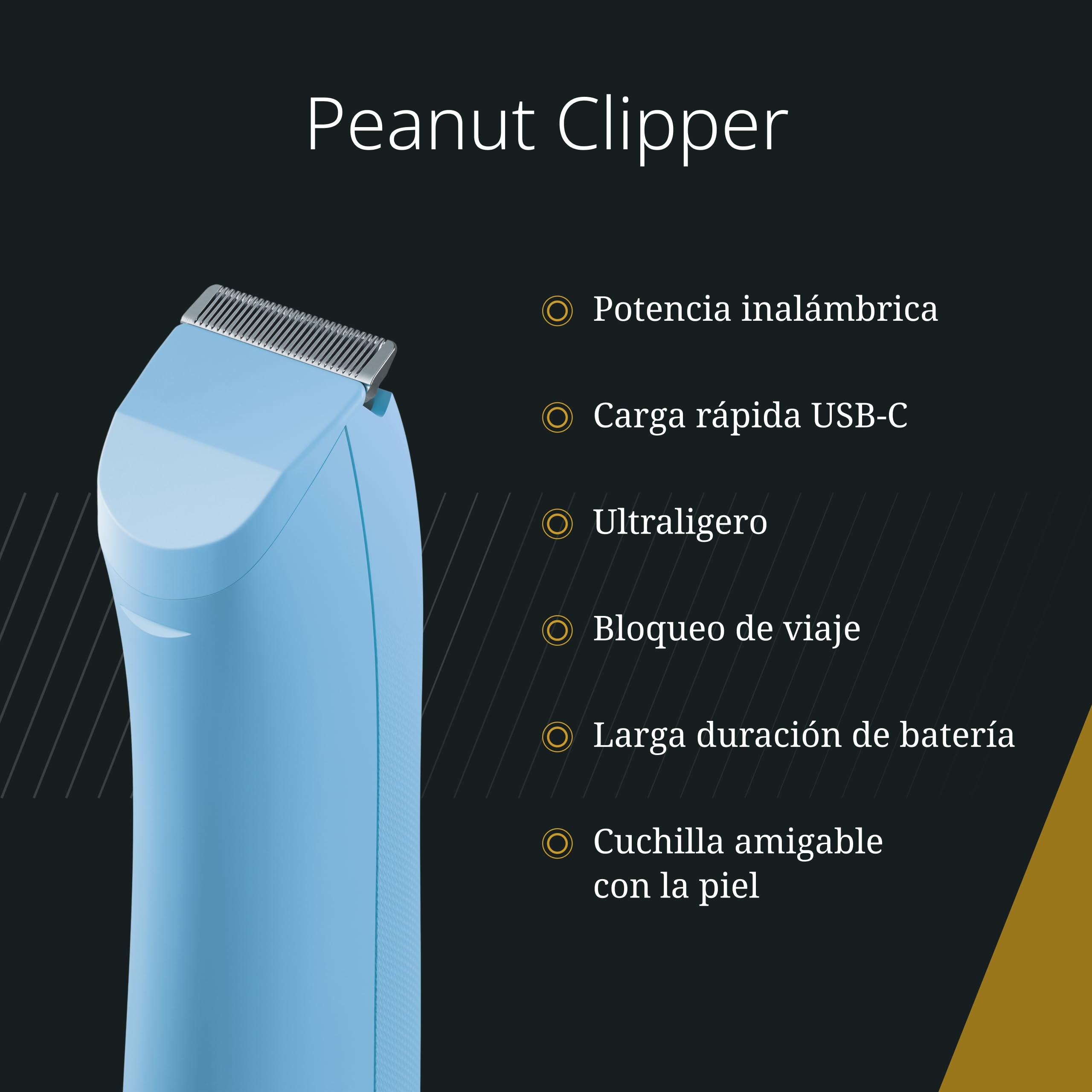 Wahl Cordless Peanut Li, Recortadora Híbrida Cabello y Barba, Azul | Recortadora Híbrida Cabello y Barba Inalámbrica, Motor 7000 RPM, Carga Rápida USB-C, hasta 110 Minutos, Compacta