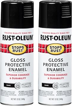 Rust-Oleum 7779830 Stops Rust Spray Paint, 12 oz, Gloss Black, 2 Pack