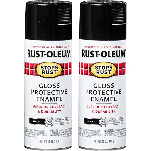 Rust-Oleum 7779830 Stops Rust Spray Paint, 12 oz, Gloss Black, 2 Pack