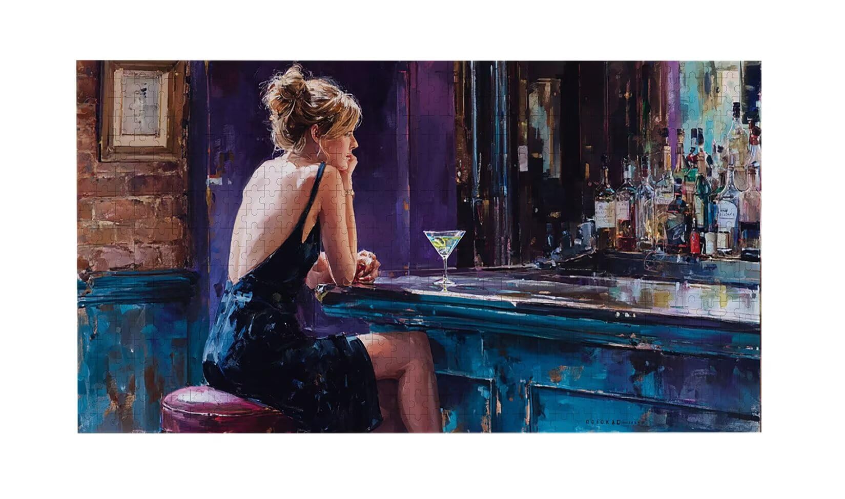 Puzzle dla dorosłych 1692 elementów, kobieta z baru puzzle, trudne, wyzwanie, puzzle idealnie pasują, napis na plecach, bez pudru, prezent dla seniorów (179x31cm) v-572
