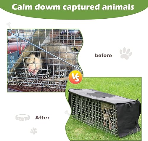 Miniatura 8 de Jaula trampa para animales vivos con cubierta, cubierta con ventana de malla para 1-2 puertas, jaula trampa plegable de 32 pulgadas de alta