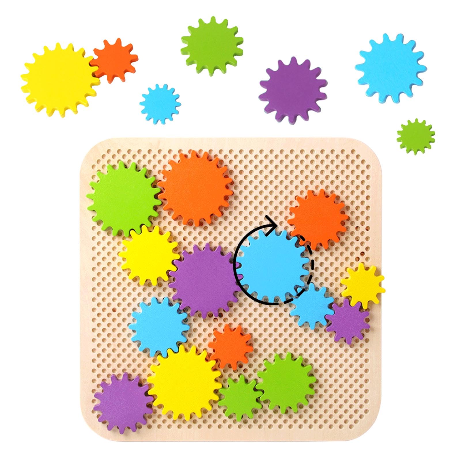 KUKUTrue Montessori Toy 2 3 4 5 Years, Gears Game, Toys for 2 Year Old Boy, Educational Toys for 2-3 Year Olds, Gears Board Toy, Fine Motor Skills, Gift 25 Kids Boys Girls