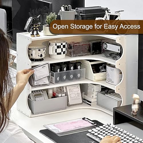 Miniatura 3 de JHDXL Desktop Bookshelf for Top of Desk, Space Saving Desktop Bookshelf, Shelf Organizer Display Rack, Desk Hutch Shelf for Dorm Study Office