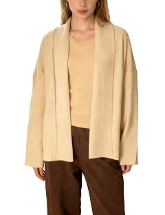 Womens Open Front Cardigan Long Sleeve Lapel Collar Oversized Knit Sweater 2025 Fall Outwear Coats