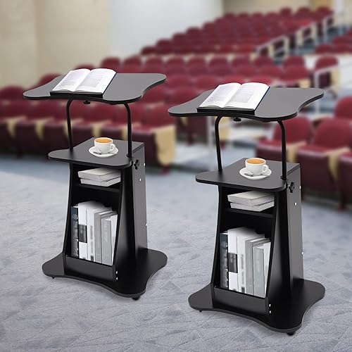 Miniatura 3 de Podio portátil para laptop, carrito de computadora portátil de altura ajustable sentado a pie, escritorio de atril de oficina de presentación,