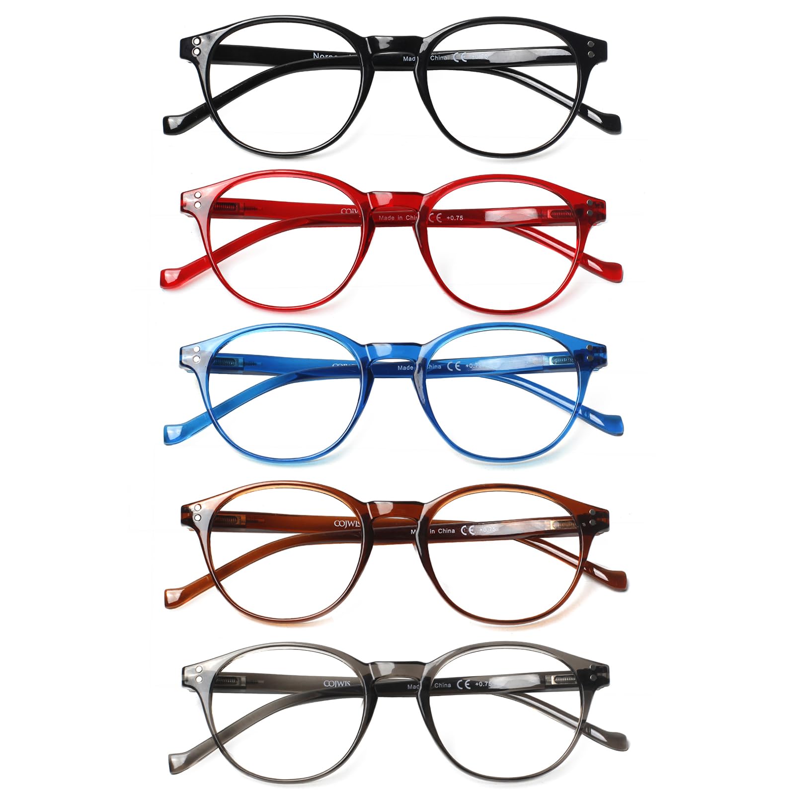 COJWIS 5 Pack Lesebrille Blaulichtfilter fur Damen Herren Federscharnier Brille Anti-Müdigkeit Blendfreie UV Lesehilfe