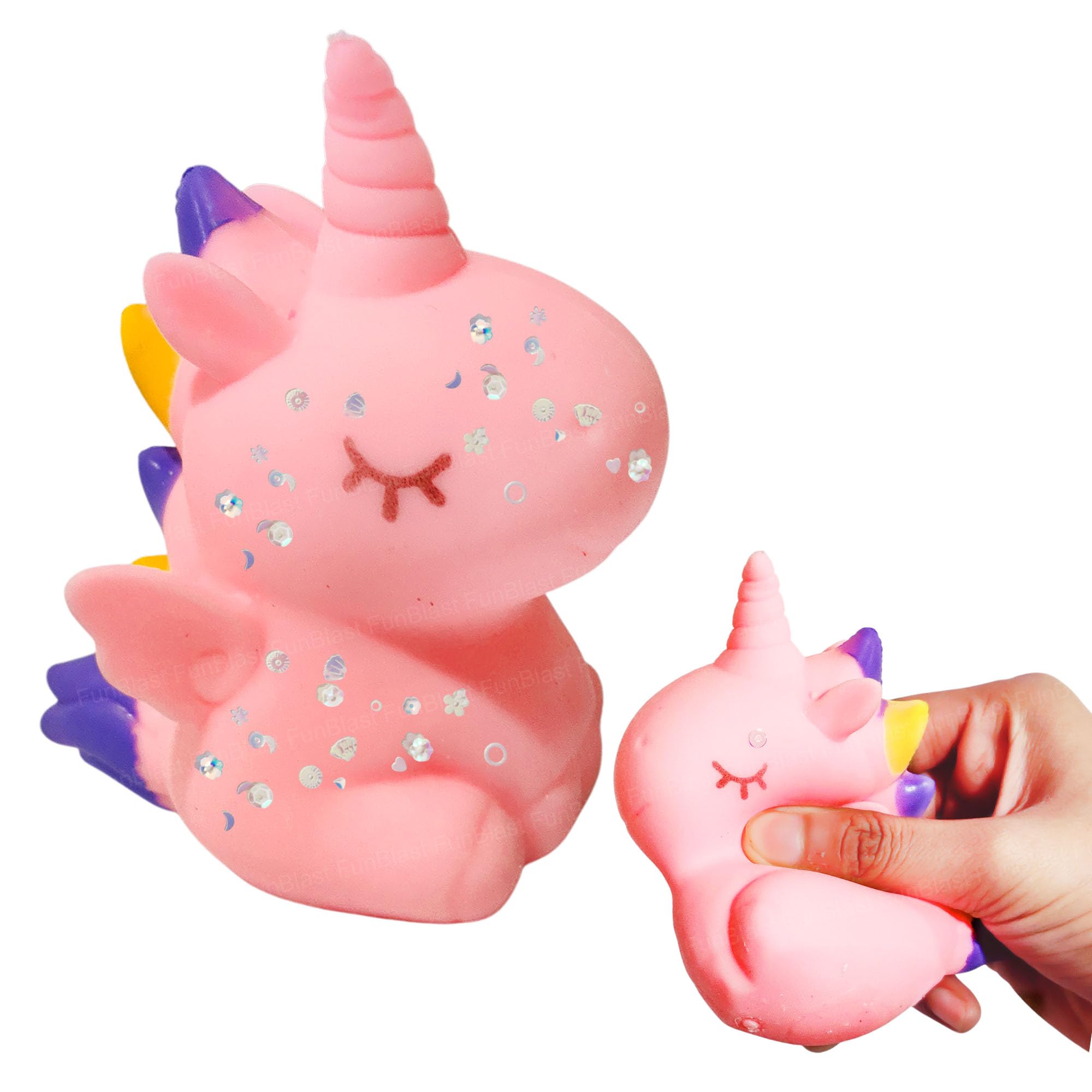 FunBlast Squishy Unicorn Toy – Mini Animal Squishes, Soft & Slow Rising Stress Relief Toys, Realistic Miniature Toys, Non-Toxic PU Foam Fidget Toy for Kids & Adult (Pink)-image-37