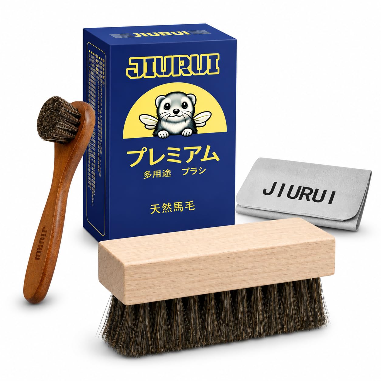 Amazon.co.jp: JIURUI 靴ブラシ 3点セット 馬毛・豚毛・ポリッシュ