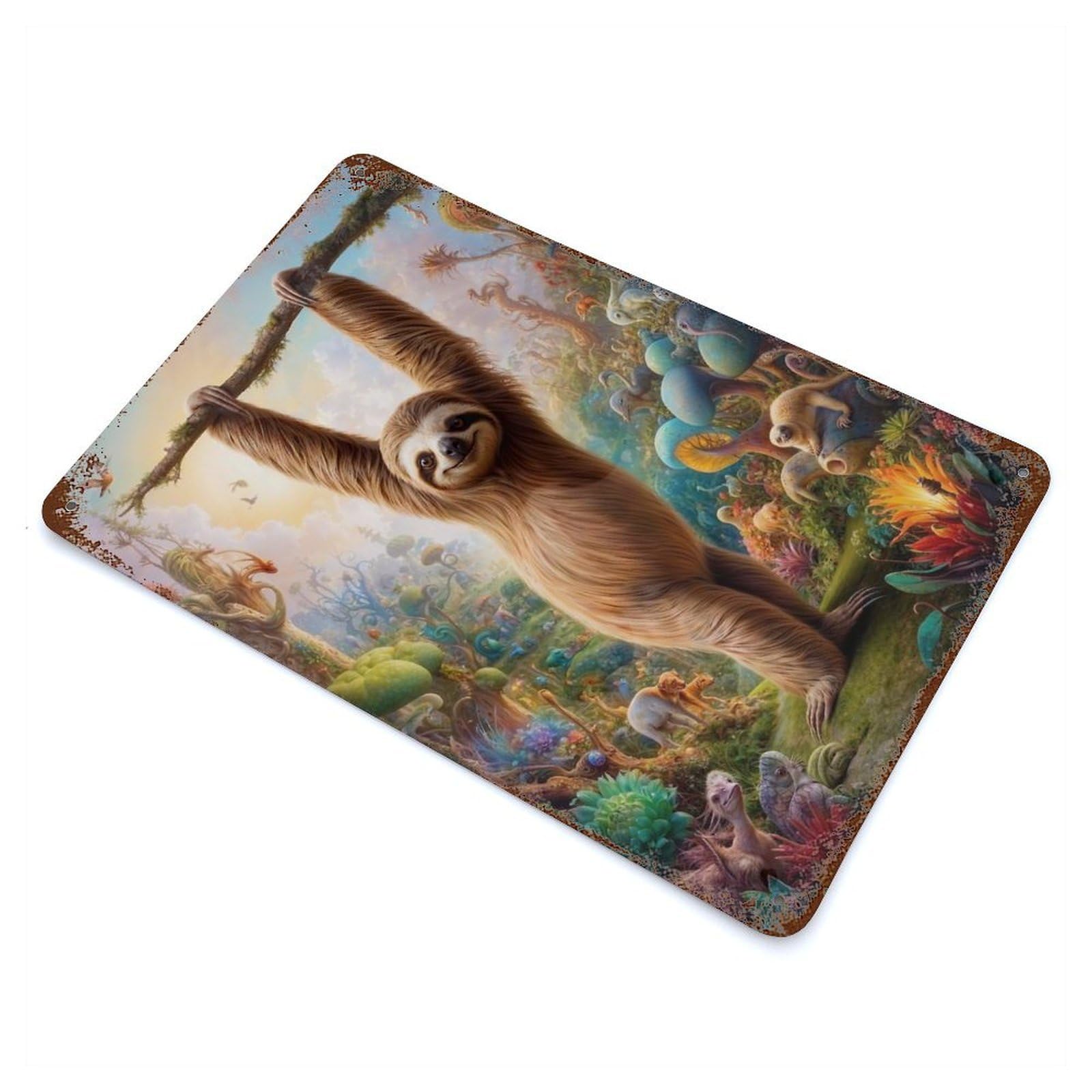 Dreamscape of The Sloth Vintage Metal Tin Sign 11.8"x7.9", for Cafe, Home Bar And Lounge Decor, Vintage Wall Decor