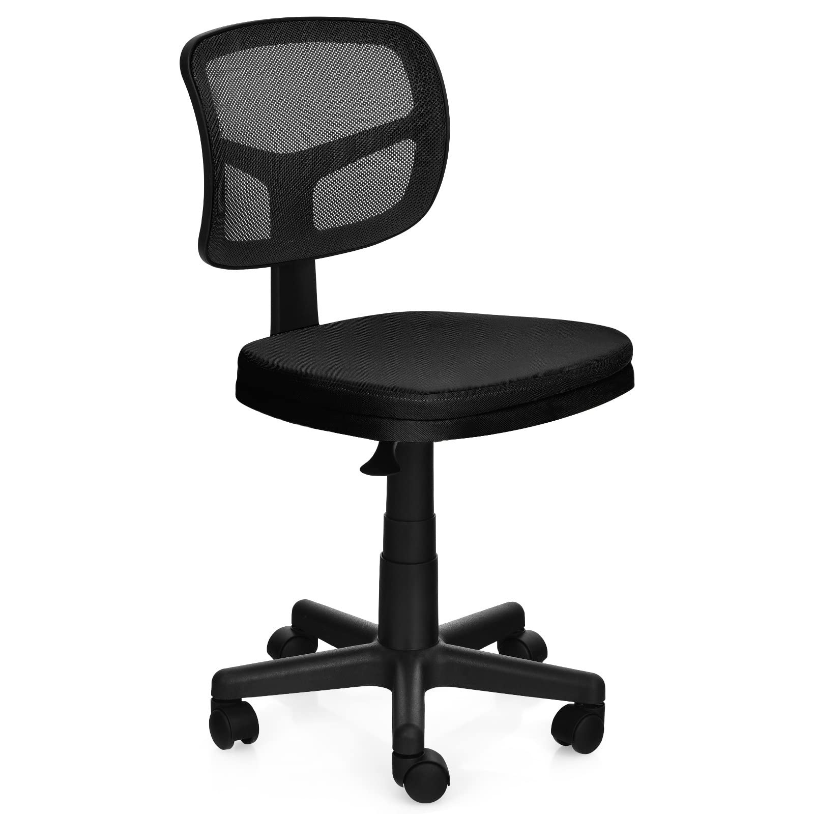 Regulowane krzesło biurowe z obrotową siatką bez podłokietników dla ergonomicznego komfortu, idealne do użytku domowego i biurowego (czarne)