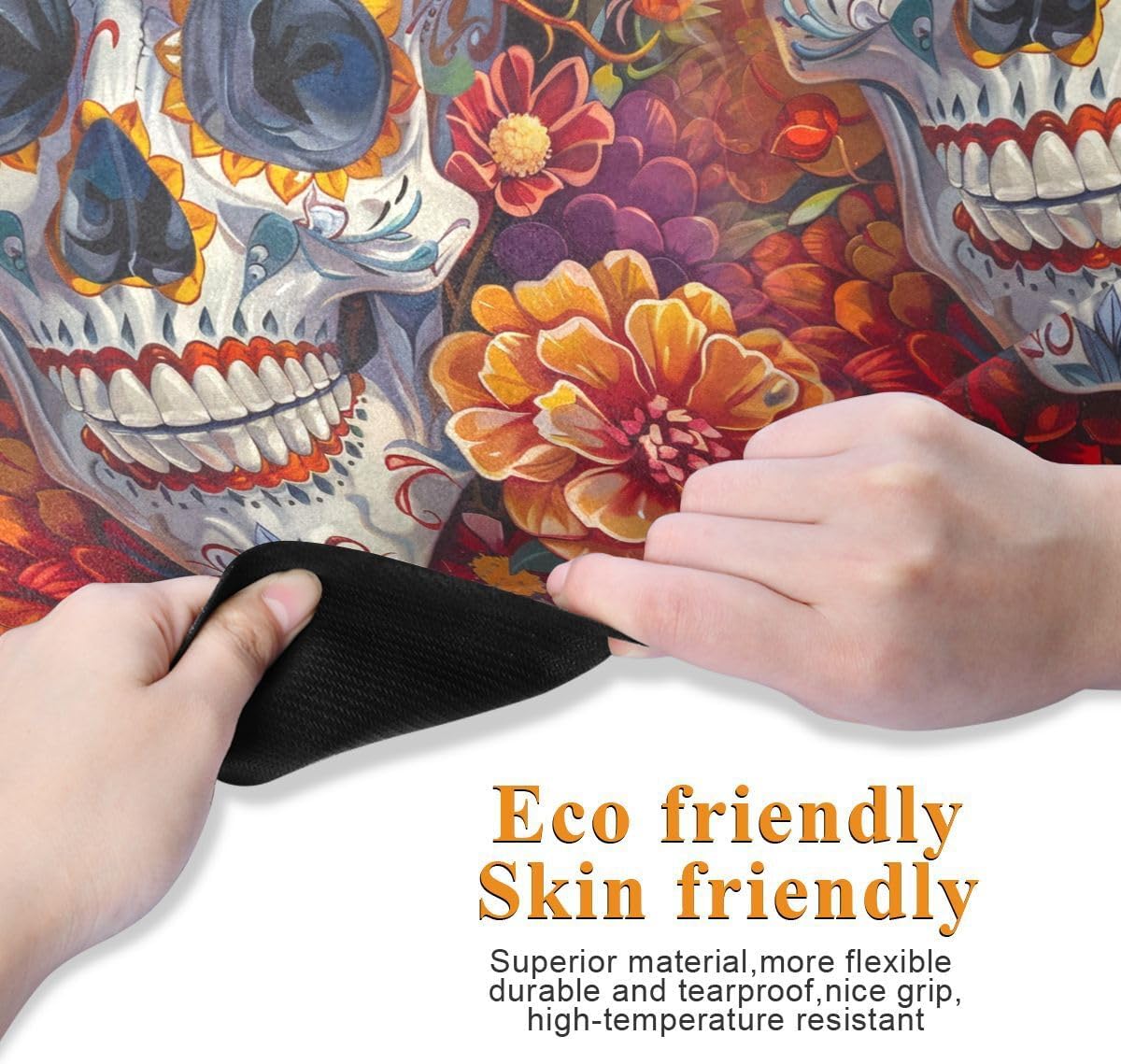 ALAZA Dia De Los Muertos Skull Flower Seamless Yoga Mat Non Slip Fitness Exercise Mat, Workout Mat for Yoga, Pilates and Floor Exercises