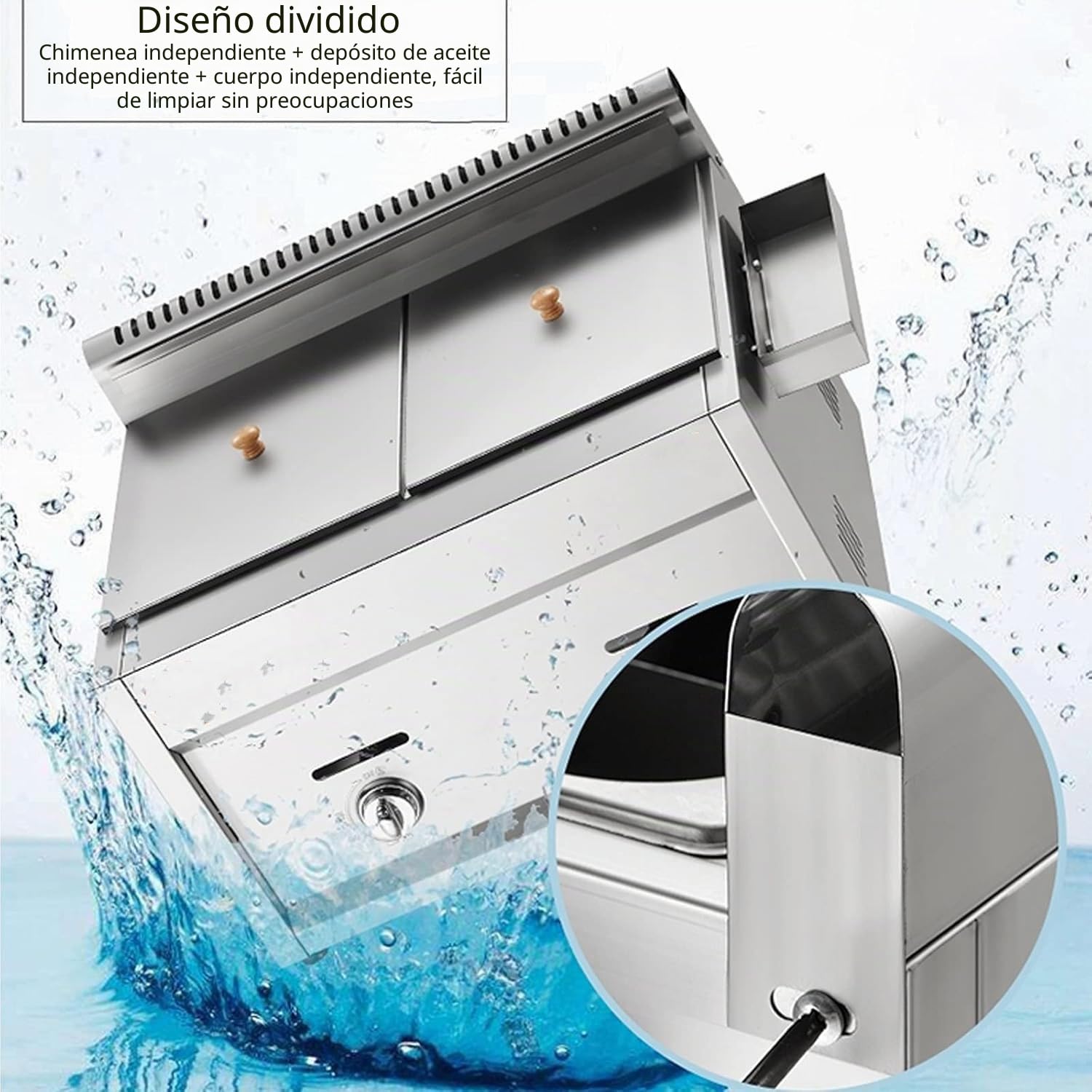 Freidora de gas de acero inoxidable con cesta para restaurantes comerciales y equipos de cocina en el hogar
