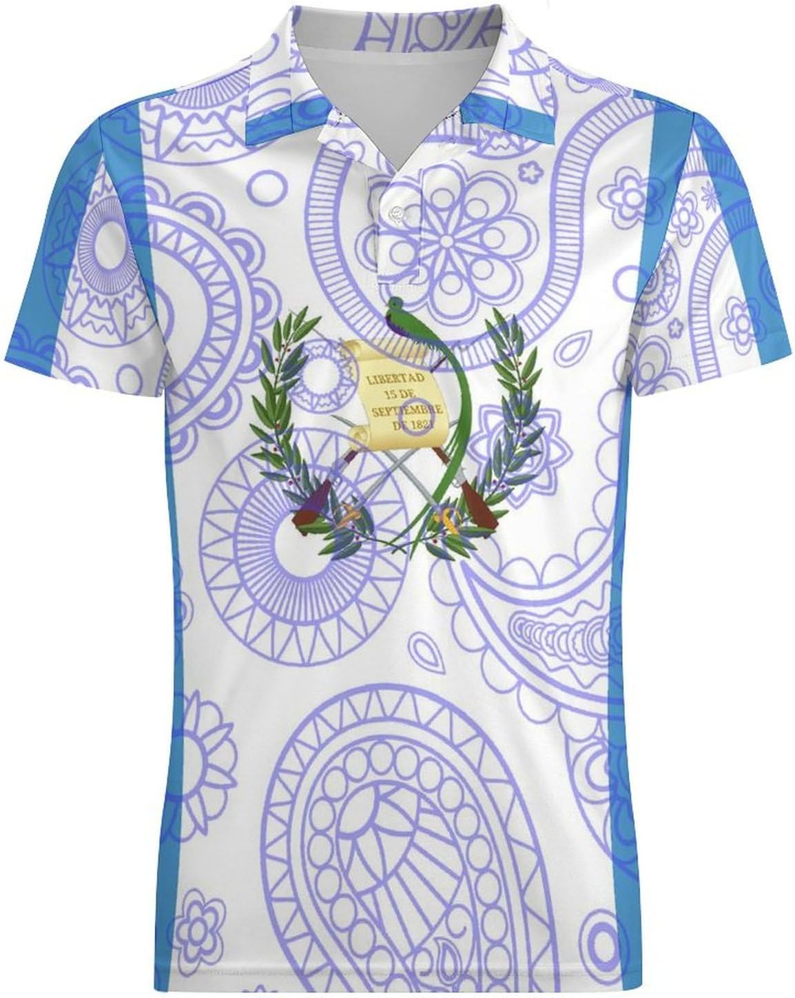 Guatemala Flag Paisley Pattern Novelty Men's Short Sleeve Shirt Golf Tennis Shirts Work T-Shirt Sport Tee