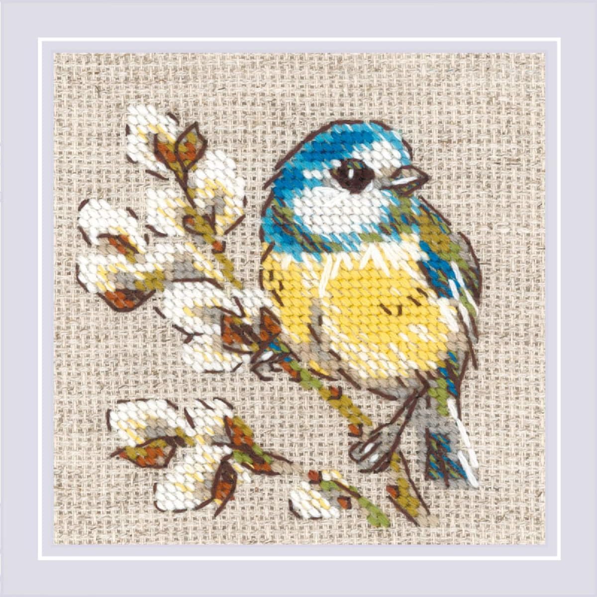 Riolis Multicolor - Titmouse 2244, Cross Stitch Kits 4"X4", Cross Stitch Kits For Adults, Counted Cross Stitch Kits, Embroidery Kit For Beginners & Advanced, Nature Crossstitching Kits, Counted Stitching Kits