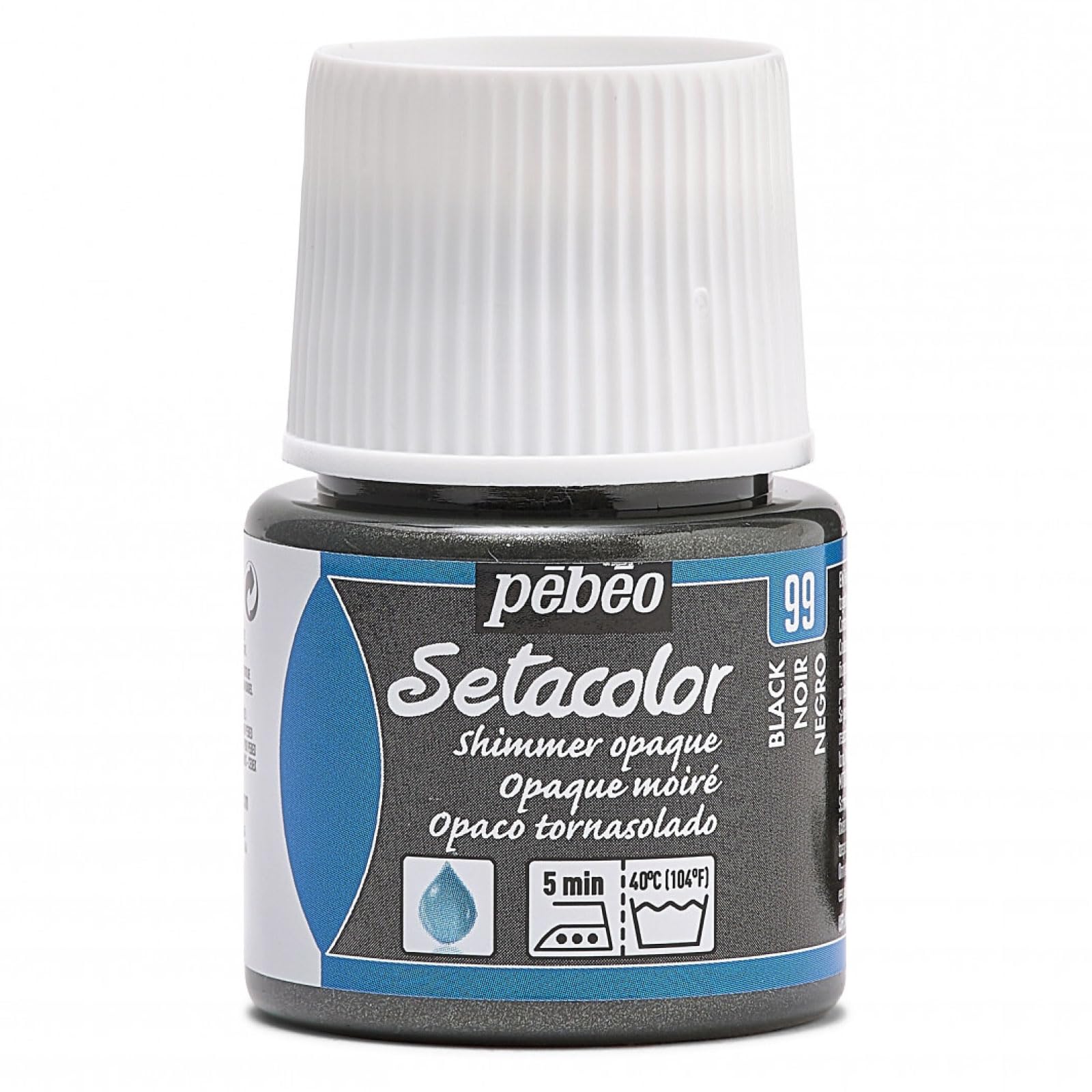 PEBEO Setacolor Opaque Fabric Paint 45-Milliliter Bottle, Shimmer Black