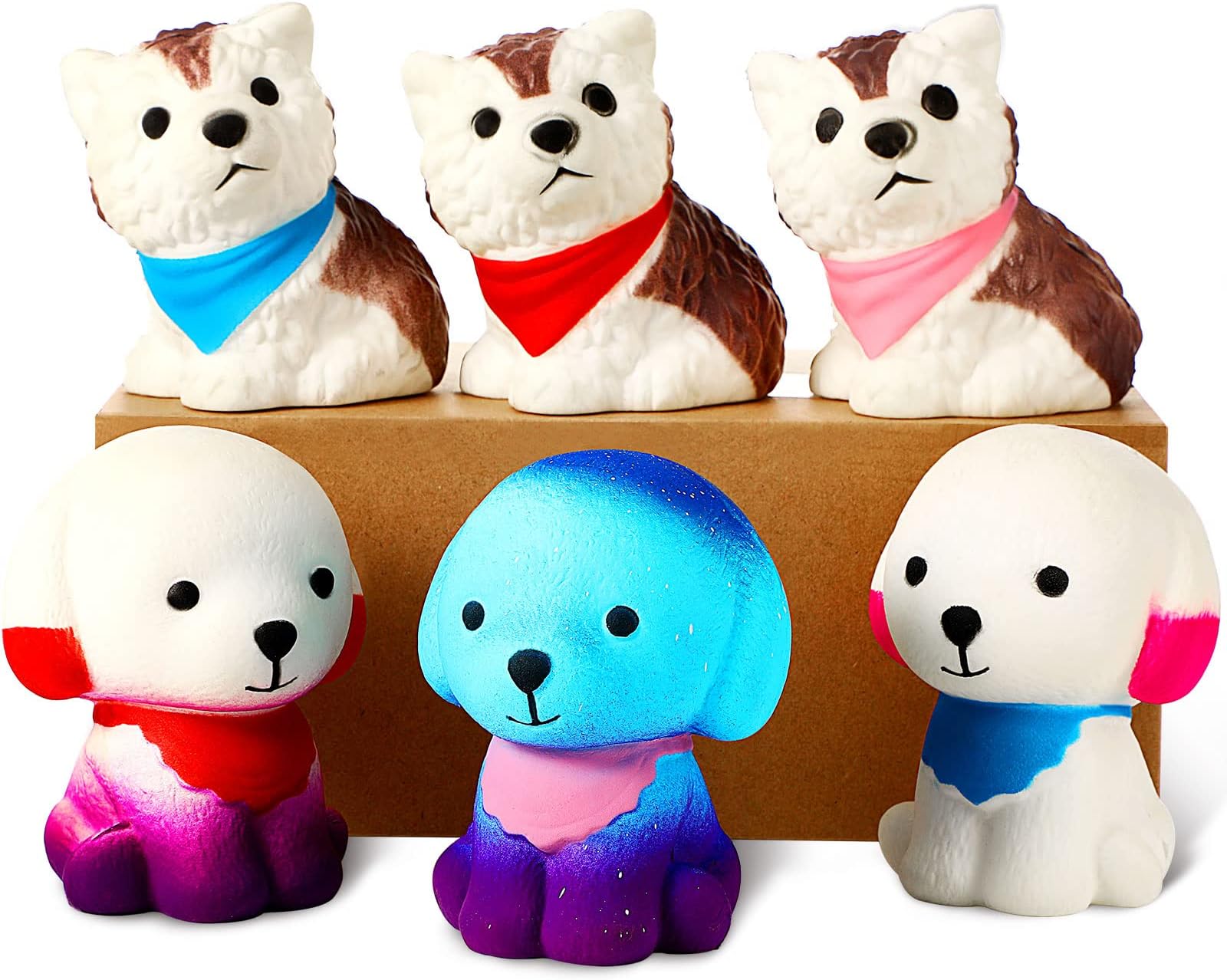 6 Pack Jumbo Dog Toys Kawaii Cream Scented Toys Novelty Foam Small Slow Rise Stress Reliever Soft Resilient Jumbo Mochi Dog Sensory Cute Animal Puppy Toys for Teens Adults Relive Anxiety Decorations