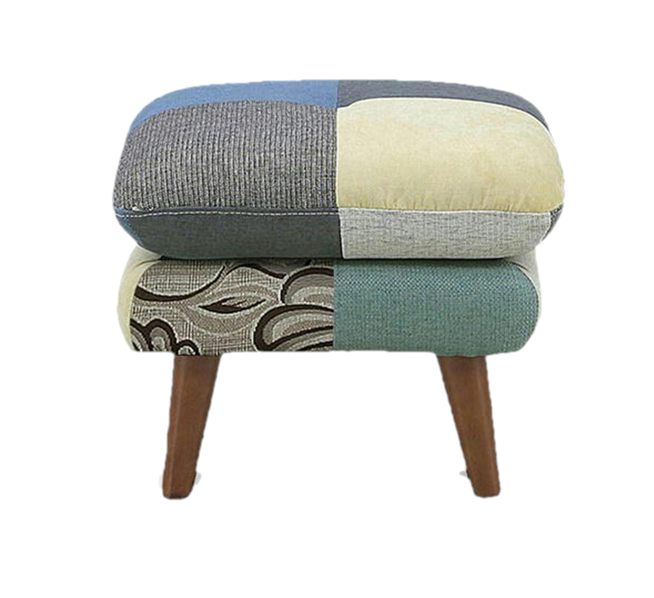 こず出品 単品】足置き（オットマン）【Sochi】ブルー パッチワーク