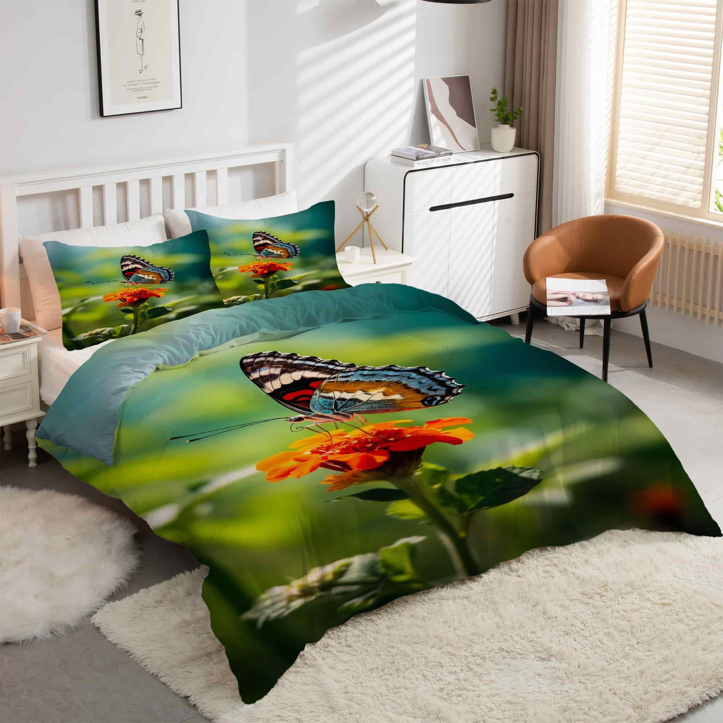 Parure de lit 90x190 fleurs finie la couette qui glisse grâce au zip