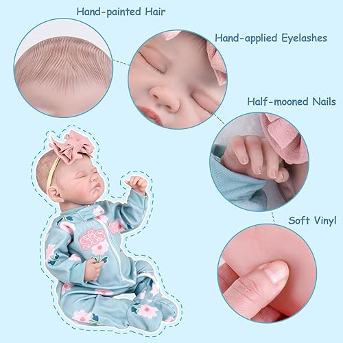 Miniatura 5 de Aori Muñecas realistas de bebé Reborn de 20 pulgadas, muñeca de bebé recién nacida ultra realista con cuerpo pesado y muñeca de vinilo suave posable