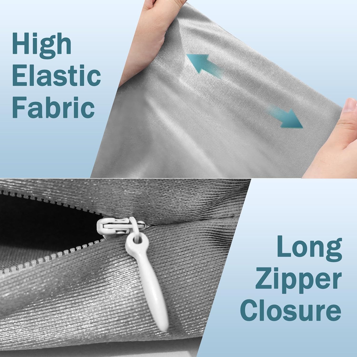 Satin Pillowcase for Cervical Pillow, Zelimun Replacement Cover for Ergonomic Neck Support Pillow, Thickened Soft Fabric, Hidden Zipper, Machine Washable, Gray Pillowcase Only