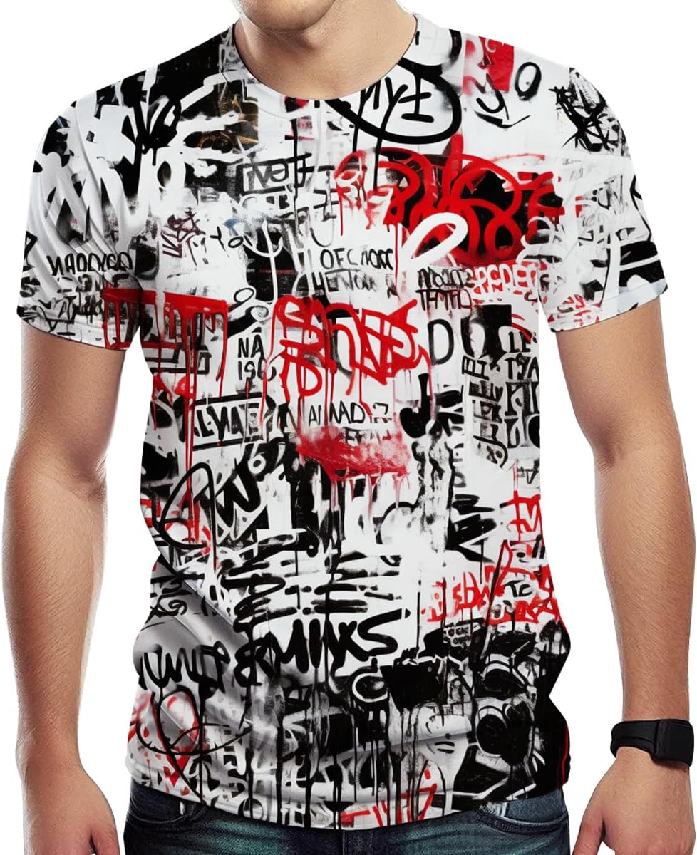 Mens Hip Hop Hipster Crew Neck Short Sleeve T-Shirt - Image 2