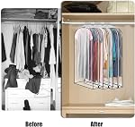 3 Pack 60" All Clear Garment Bags for Hanging Clothes Storage, 10" Gusseted Large Capacity Garment Rack Cover, Large Hanging Clothing Bag for Dress Gowns, Coats, Suit, Down Jacket