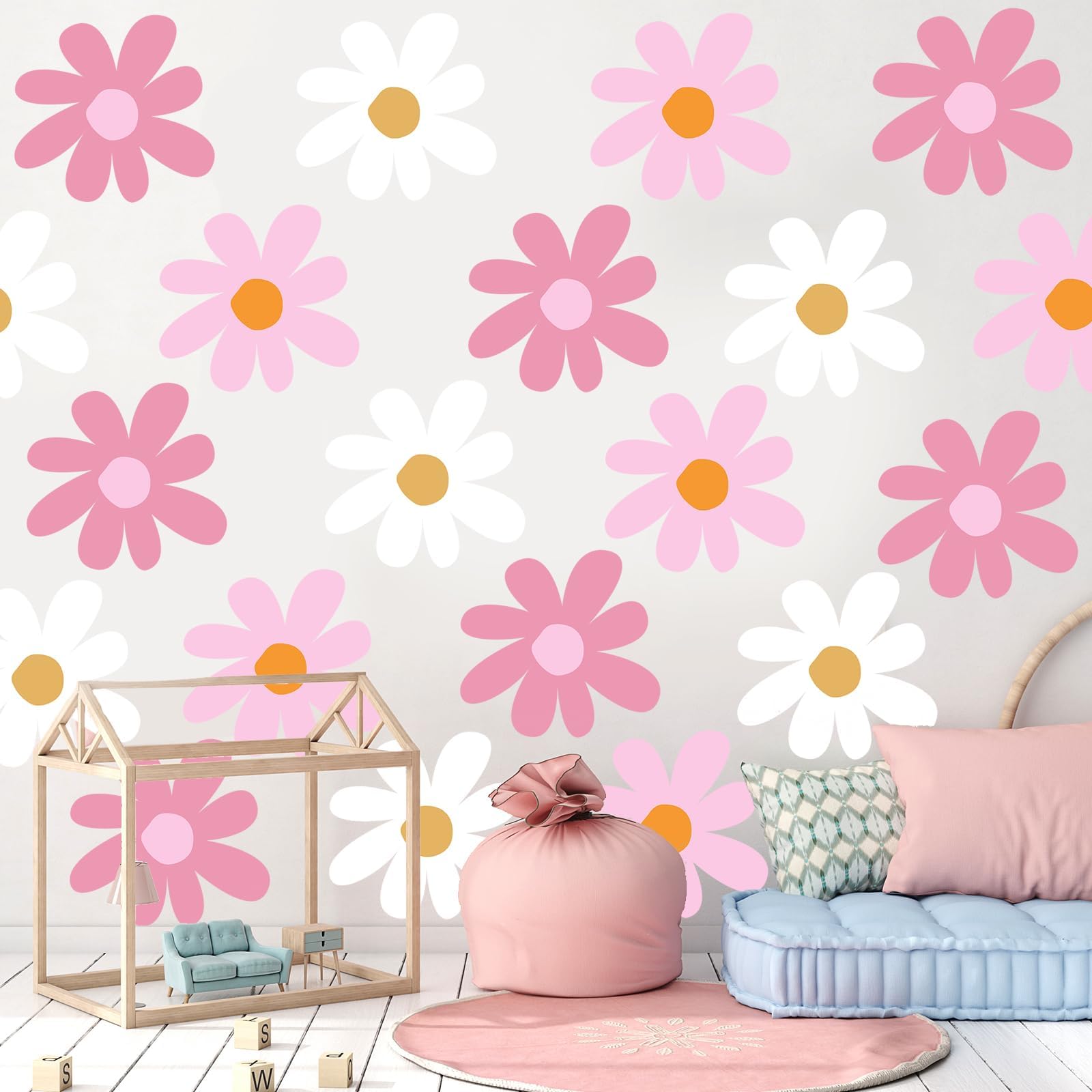 Amazon.com: Daisy Wall Decals, Peel and Stick White Flower with Heart ...