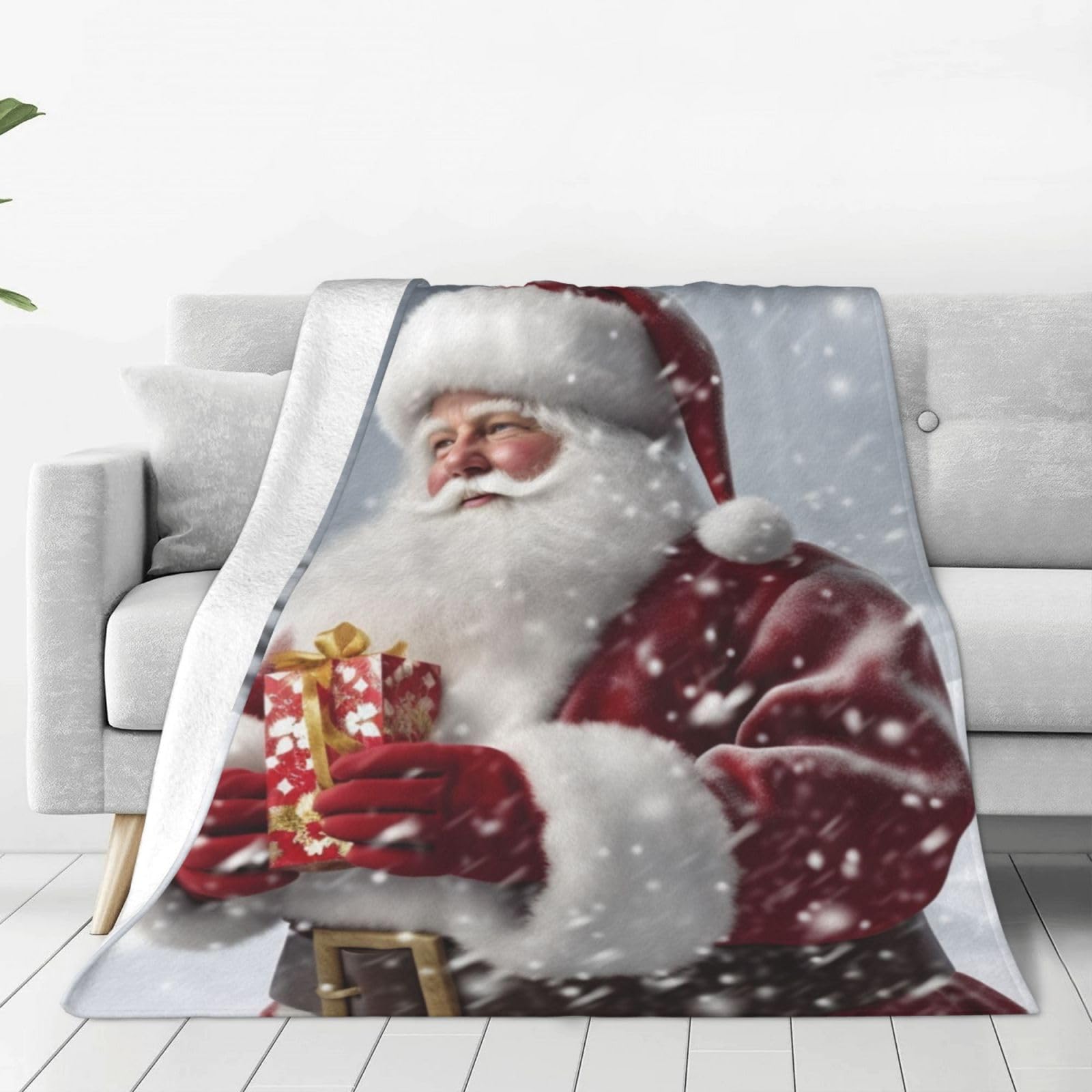 Couverture en flanelle haut de gamme motif Père Noël lit