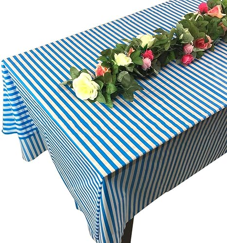 Miniatura 3 de Vpang 2 manteles de plástico con estampado a rayas, desechables, rectangulares y gruesos, para cocina, picnic, boda, fiesta de cumpleaños, 54 x 108
