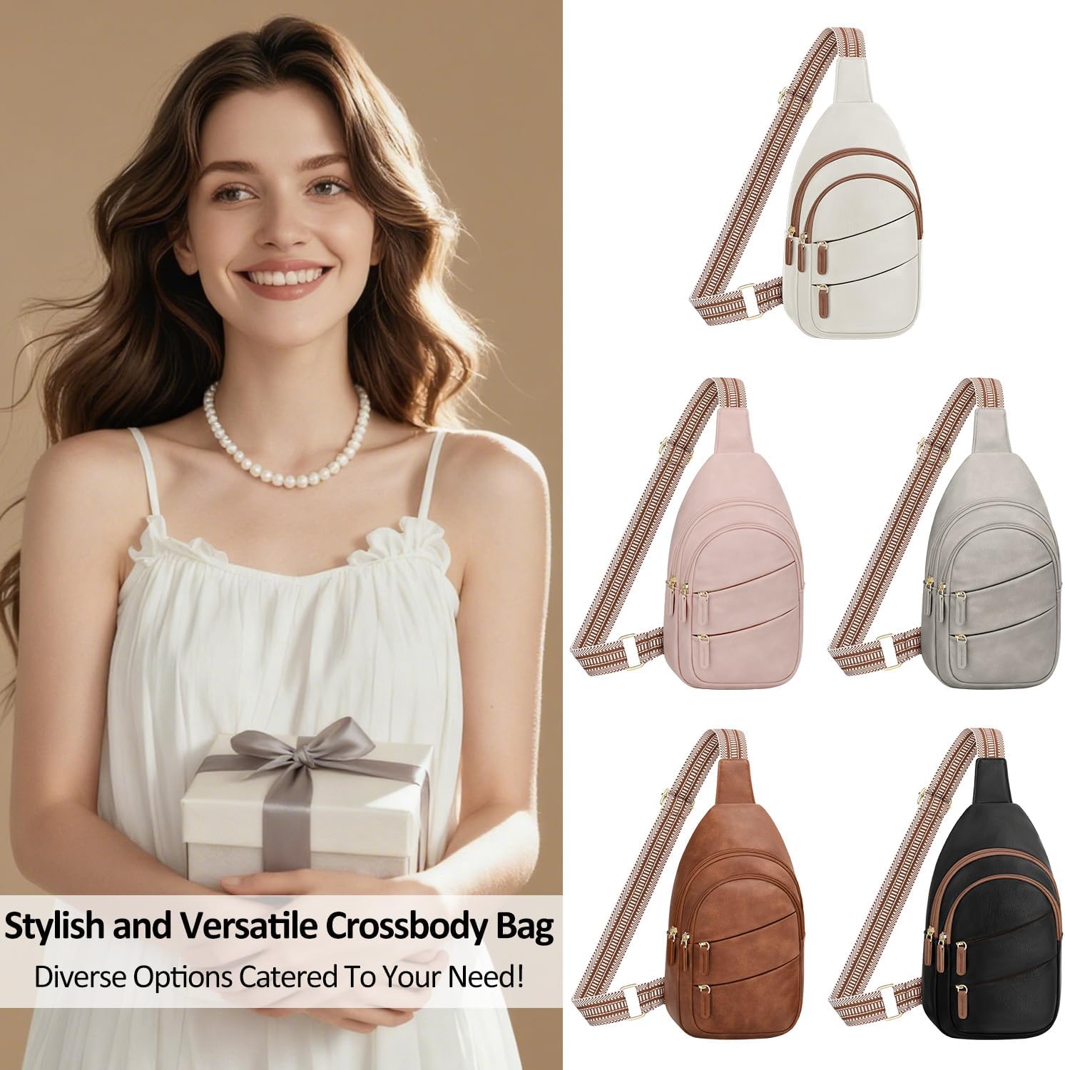 Crossbody Bags for Women Small Sling Bag Waterproof Cross Body Chest Bag Fanny Pack Travel Purse for Camping Hiking Travel Pink - Image 7