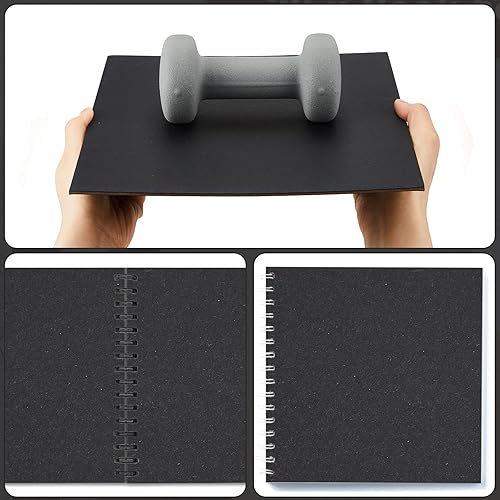 Miniatura 5 de 20 tableros de libros, tableros aglomerados de diseño de papel kraft de alta resistencia, suministros para encuadernación de libros (negro, 12 x 12