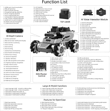 HIWONDER ROS2 Robot Car for Jetson RPi Gemini ChatGPT Large AI Models Depth Camera SLAM Mapping Autonomous Driving Programming Education 3-in-1 Chassis Car, ROSOrin Advanced Kit & NO Controller