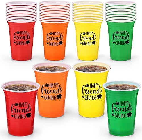 Nefelibata Paquete de 48 vasos de plástico de 15 onzas para fiesta de Acción de Gracias, regalos de amigos, suministros de fiesta de reunión de