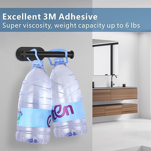 Miniatura 4 de Eolax - Soporte para papel higiénicoanillo de toalla autoadhesivo, accesorios de baño negros sin perforación, colgador de rollo de papel higiénico