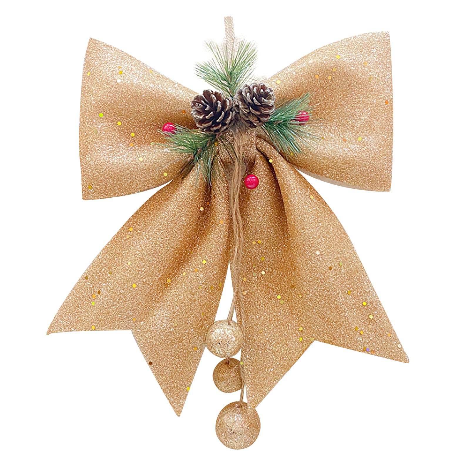 fiocchi di Natale in dorato, per fai da te, decorazioni per albero di Natale, confezioni regalo, confezione da 12 pezzi, decorazioni per albero di Natale