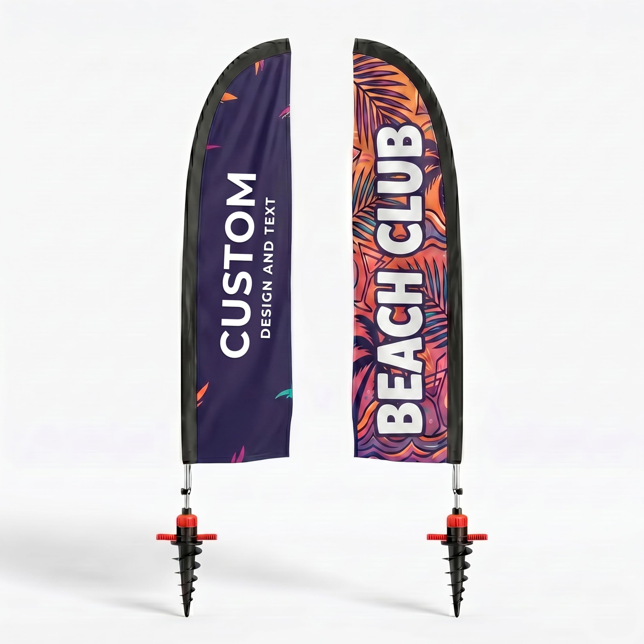 Cimpress Custom Sail Flag 3.2m, Add Your Logo or Text, Double Sided Advertising Beach Flag with Pole Set for Outdoor Advertising, Events, Hospitality, Real Estate