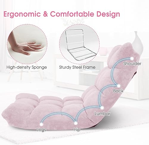 Miniatura 33 de Giantex - Sofá plegable que se convierte en cama, para videojuegos, descansar, sentarse, ajustable, reclinable Púrpura,Rosado,Negro