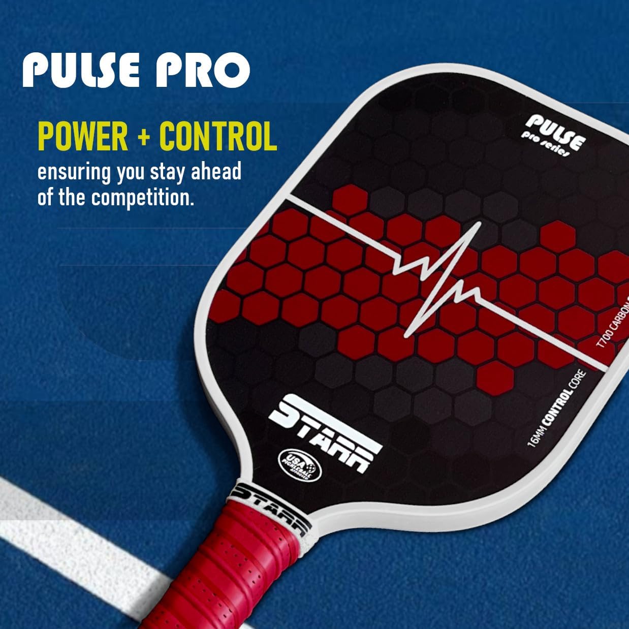 STARR Pulse Pro Pickleball Paddle | 16mm Honeycomb Core | T700 Carbon Fiber Control Surface