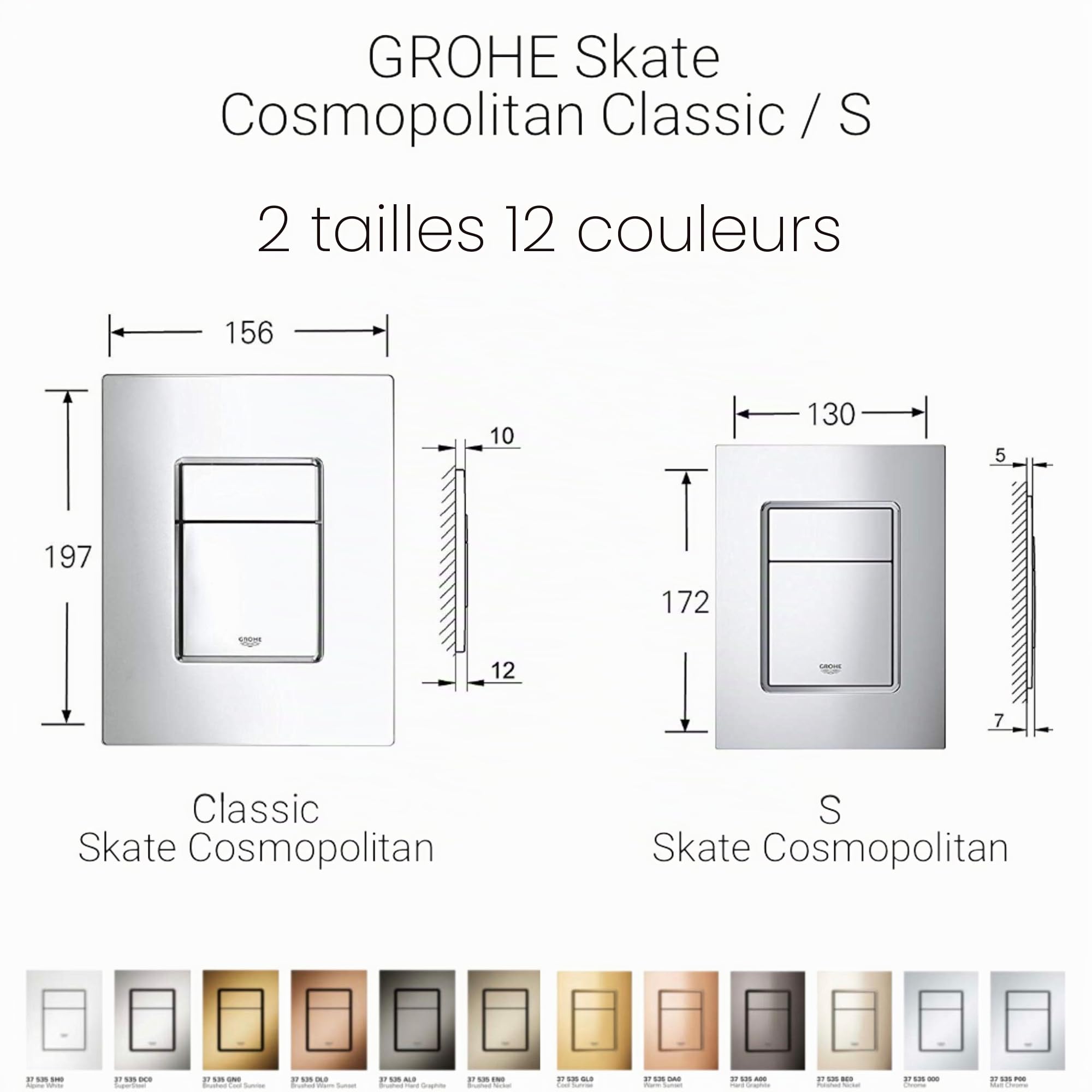 GROHE 37535000 Plaque de commande Skate Cosmopolitan, Chrome