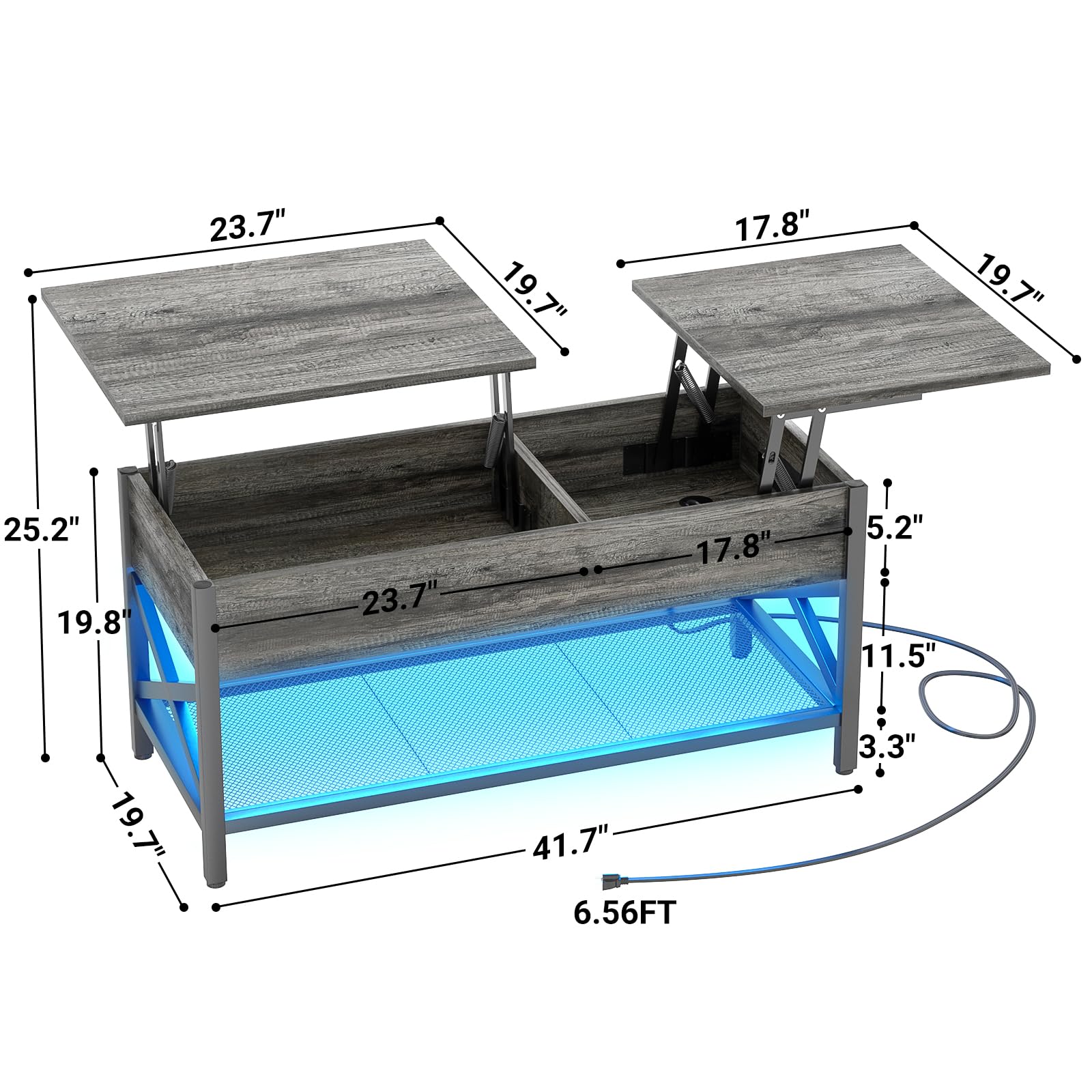 Lift Top Coffee Table with LED Light