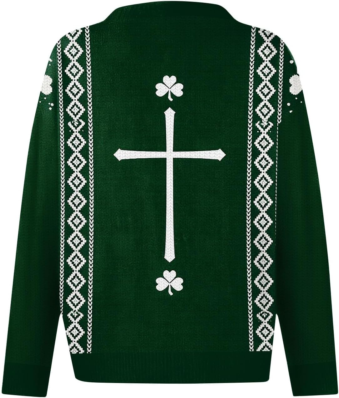 Womens St Patricks Day Sweater Plus Size Button Shamrock Cardigans Long Sleeve Knitted Sweater 2026 Spring - Image 5