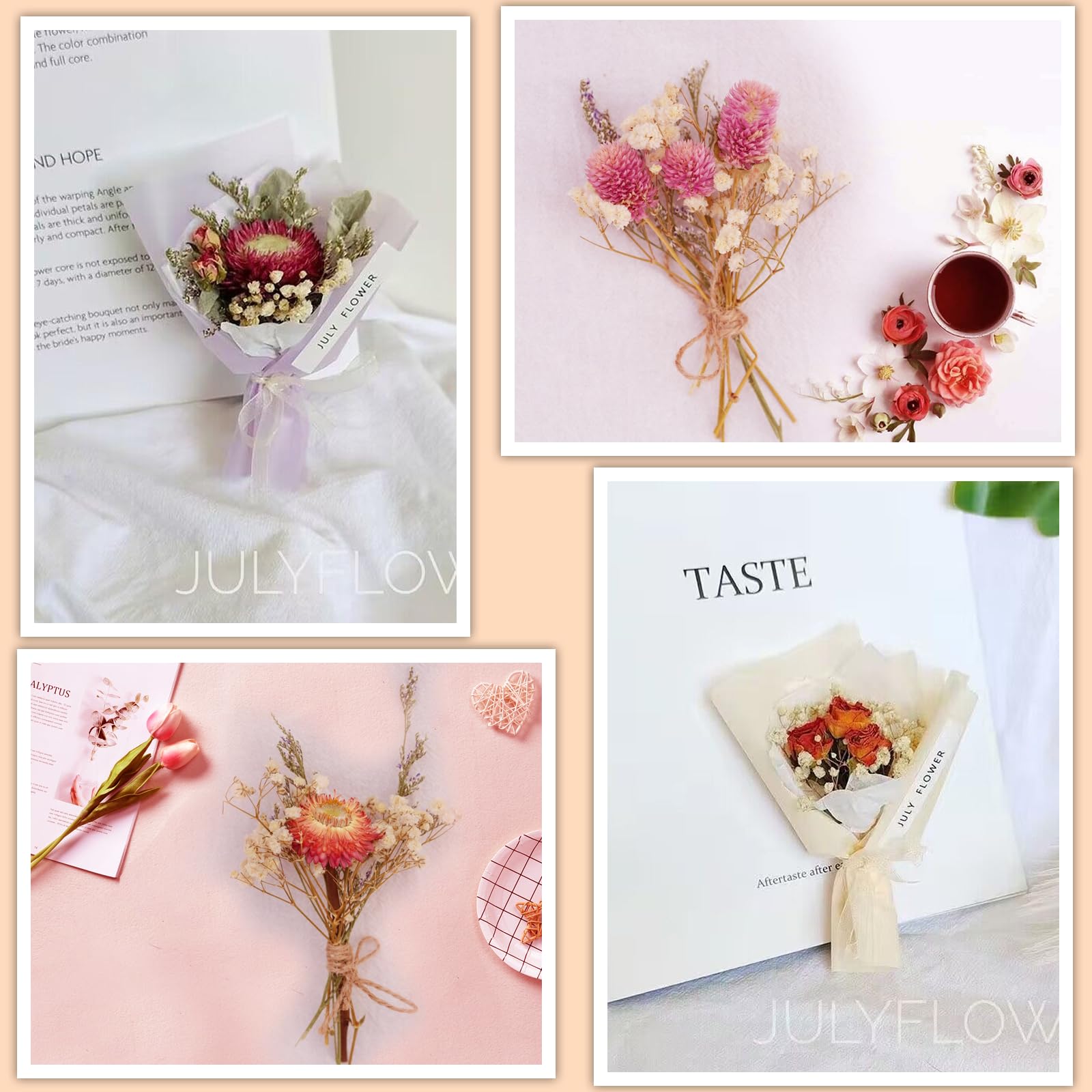 Fiori Secchi Naturali LEEQ - 6 Mazzi Decorativi Per DIY, Resina, Scrapbooking E Decorazioni Casa - Foto 5